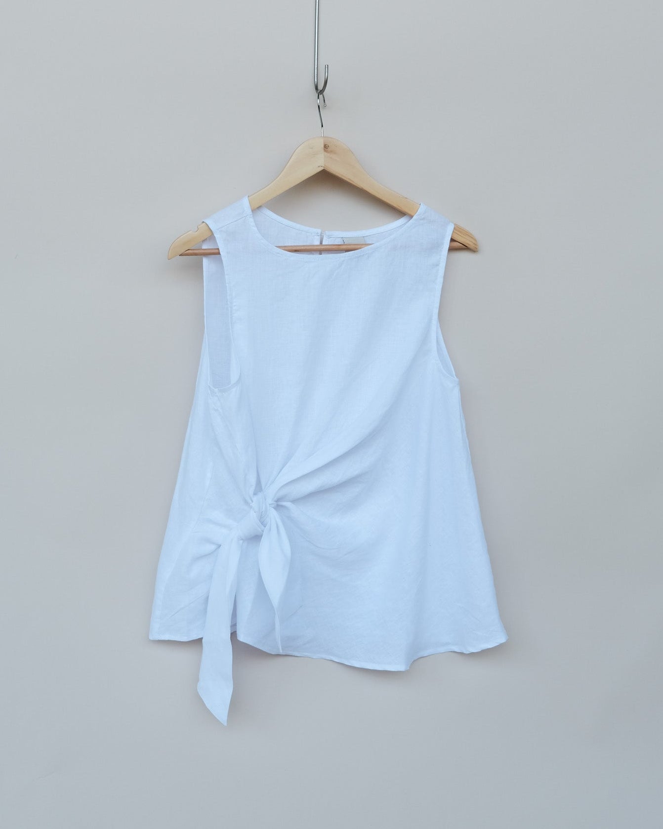 Montaigne Front Tie up Linen Top White