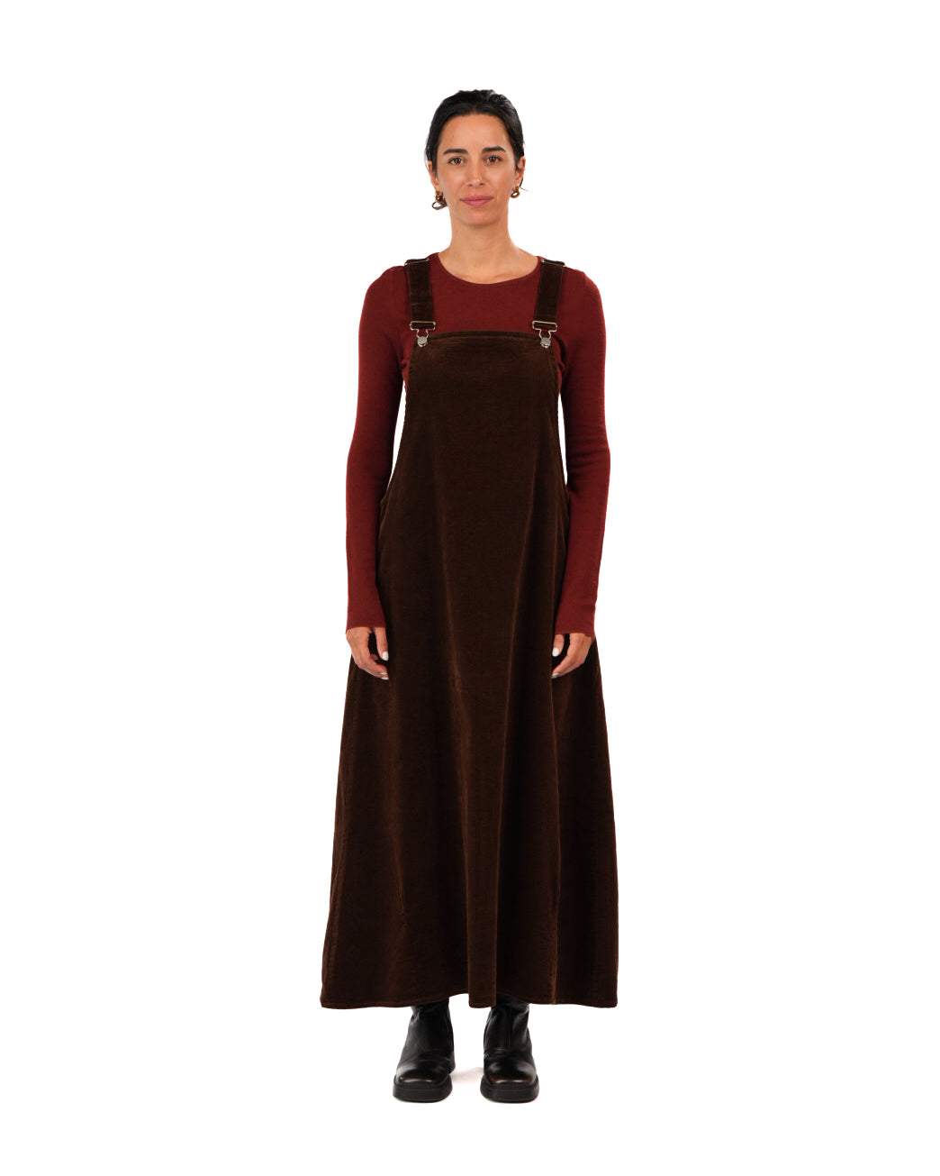 Corduroy Cotton Midi Overall Style Dress – Montaigne Paris