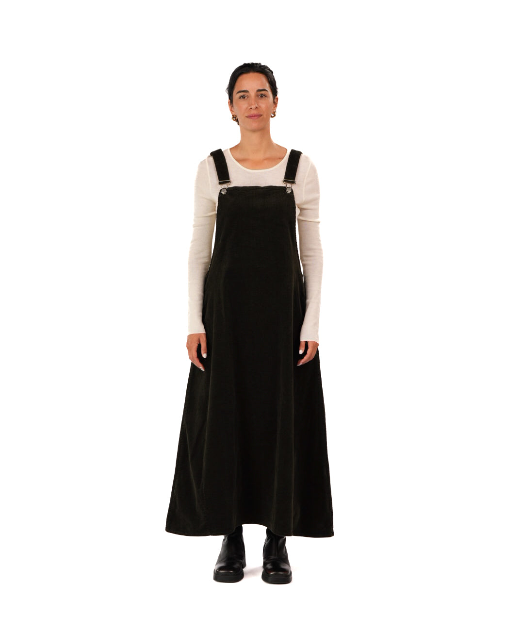 Corduroy Cotton Midi Overall Style Dress – Montaigne Paris