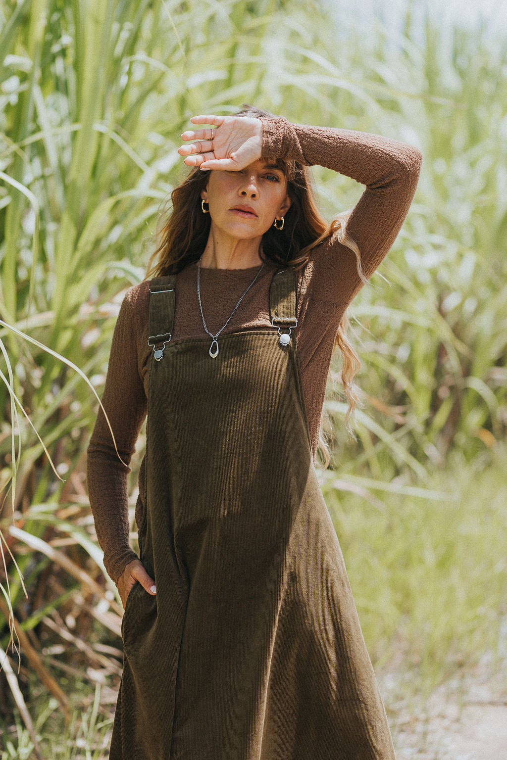Corduroy Cotton Midi Overall Style Dress Montaigne Paris Corduroy Cotton Midi Overall Style Dress Montaigne Paris