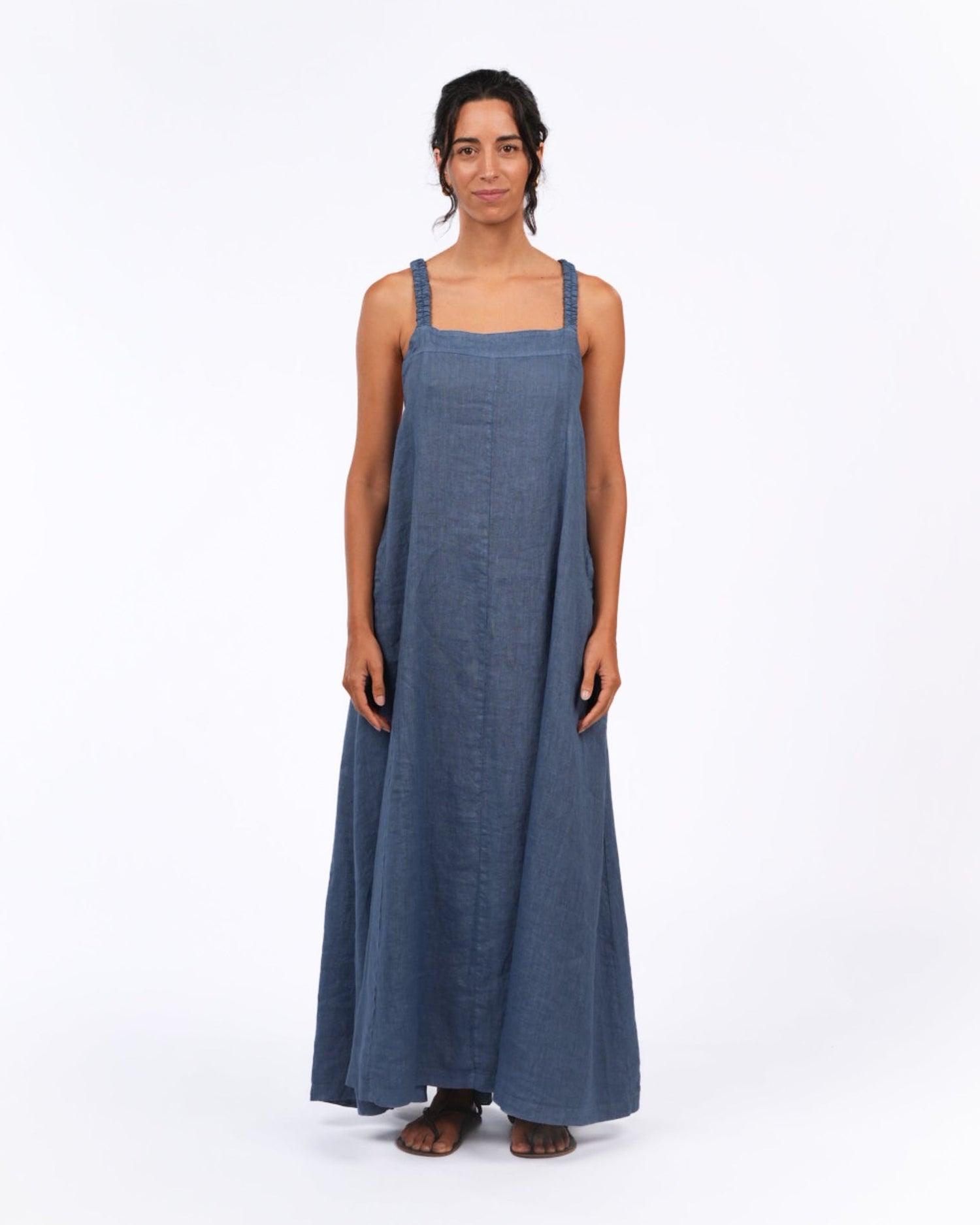 Montaigne Criss Cross Back Midi Dress Denim1
