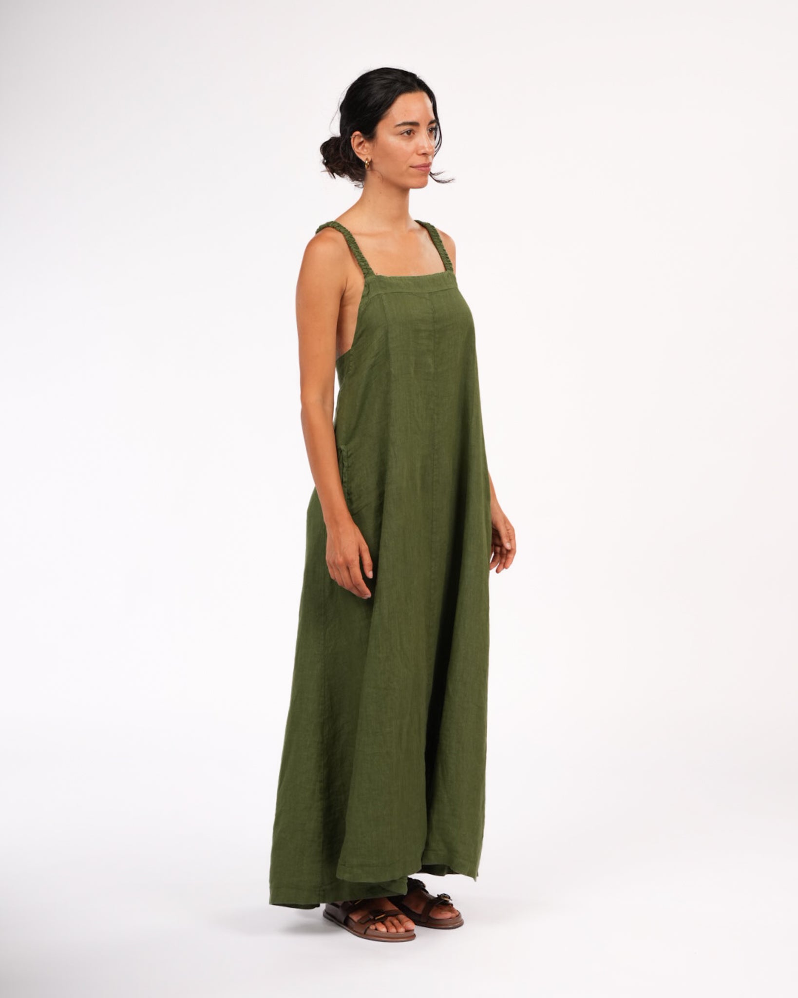 Montaigne Criss Cross Back Midi Dress Forest Green