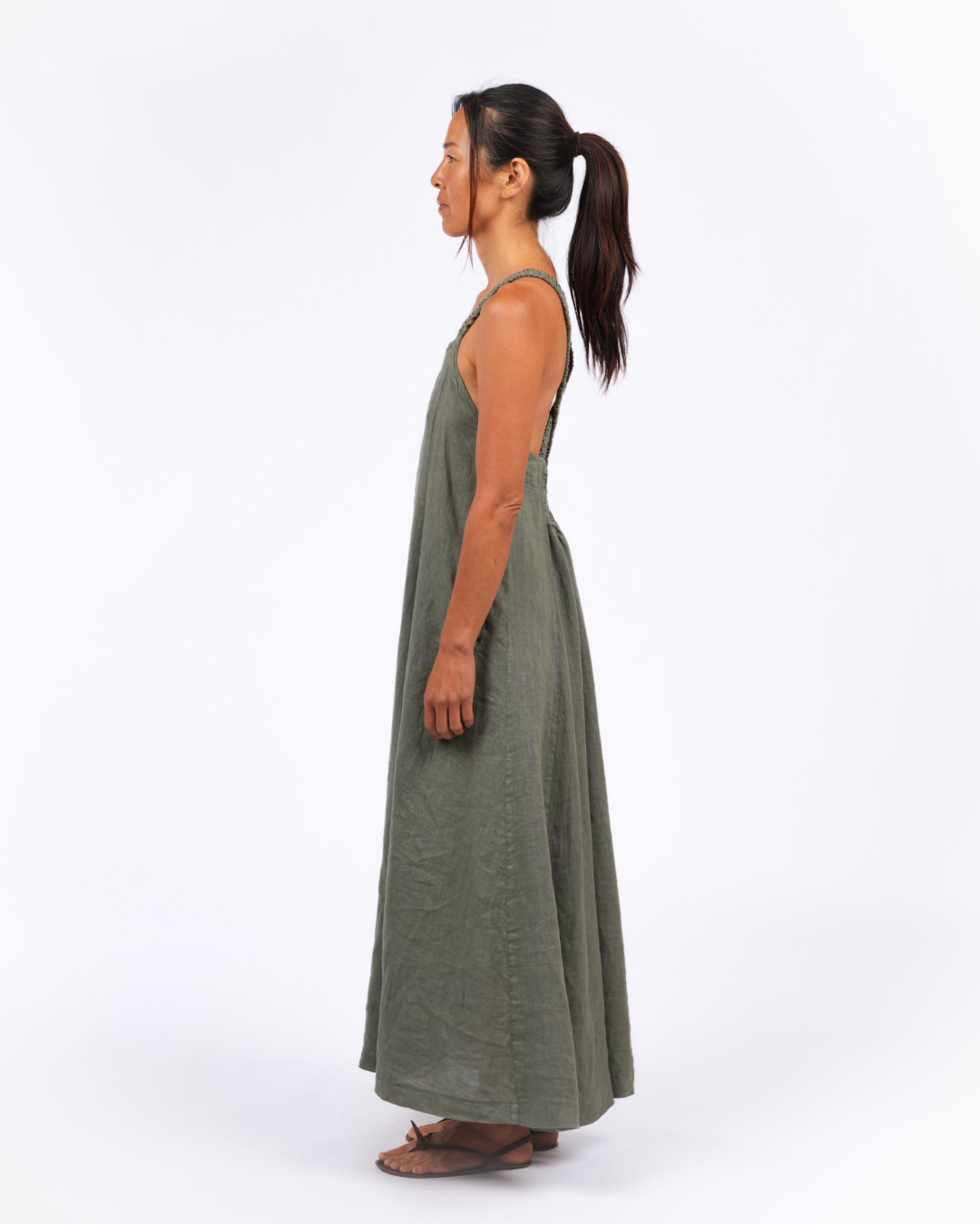 Montaigne Criss Cross Back Midi Dress Khaki1