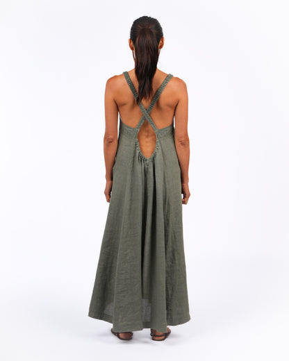 Montaigne Criss Cross Back Midi Dress Khaki2