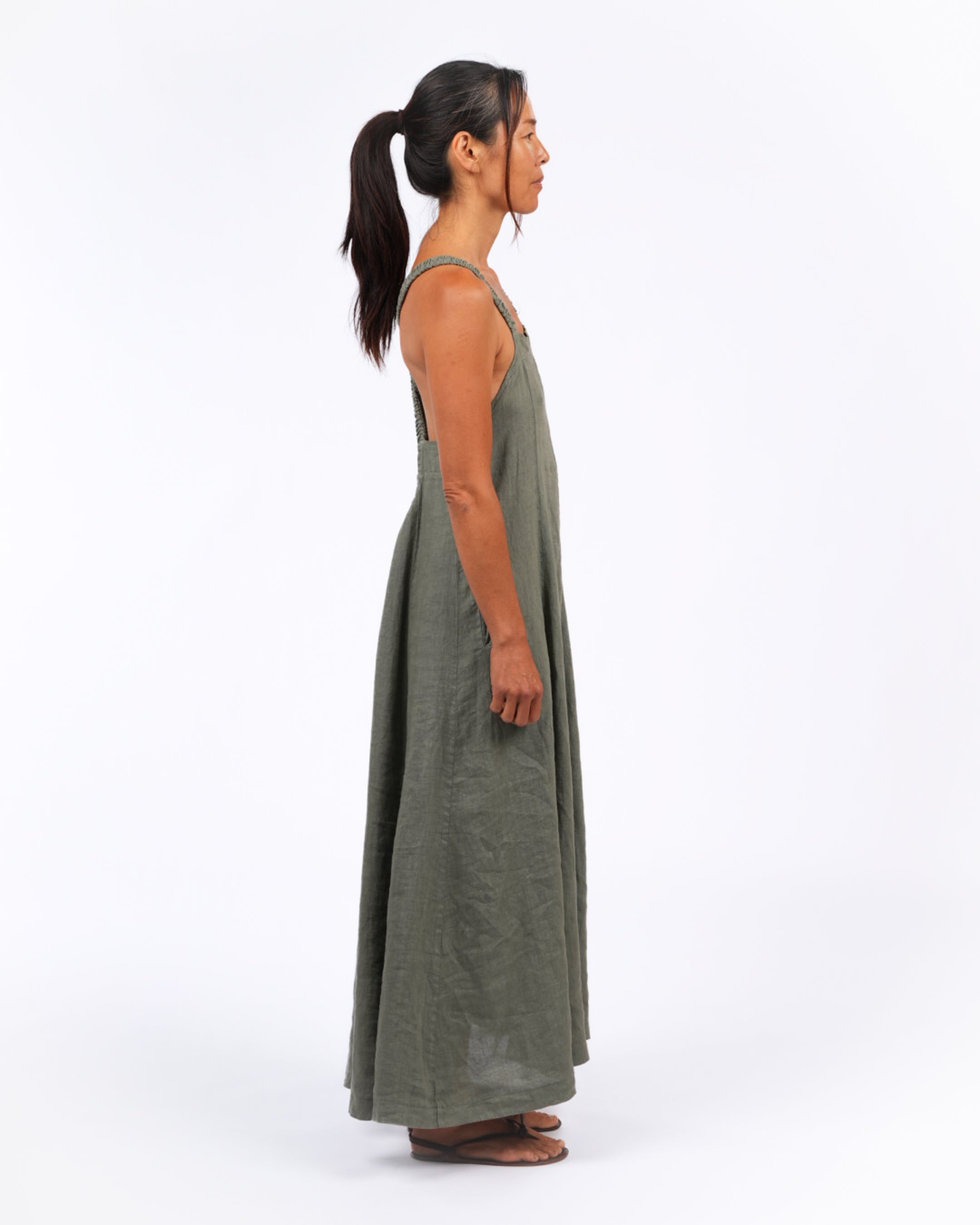 Montaigne Criss Cross Back Midi Dress Khaki3