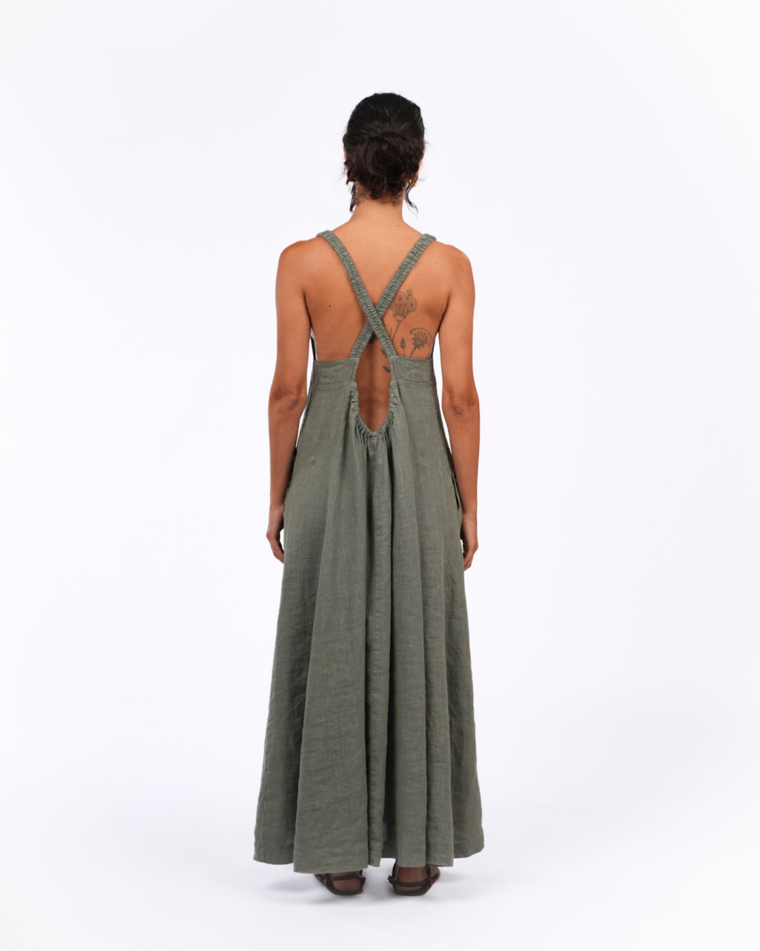 Montaigne Criss Cross Back Midi Dress Khaki5