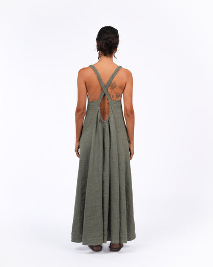 Montaigne Criss Cross Back Midi Dress Khaki5