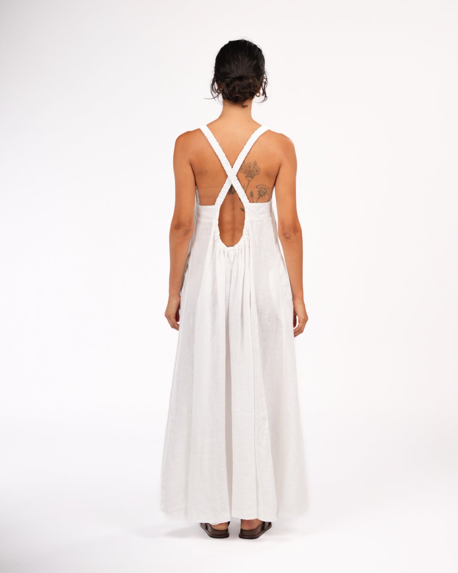 Montaigne Criss Cross Back Midi Dress White3