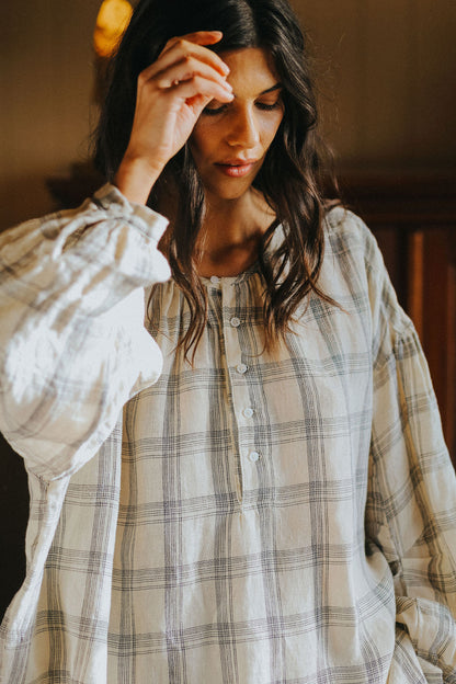 Montaigne Dante Cream Check Linen Top1