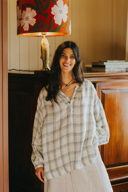 Montaigne Dante Cream Check Linen Top4