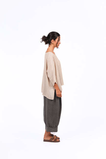 Montaigne Desi Linen Pants with Back Pockets (2 sizes) Petrol