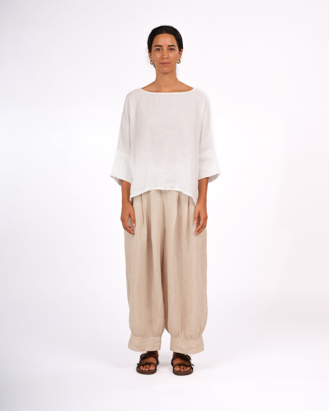 Montaigne Desi Pants In Houndstooth French Linen Natural