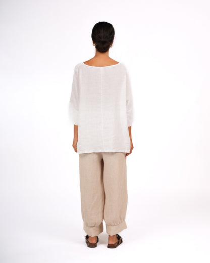 Montaigne Desi Pants In Houndstooth French Linen Natural2