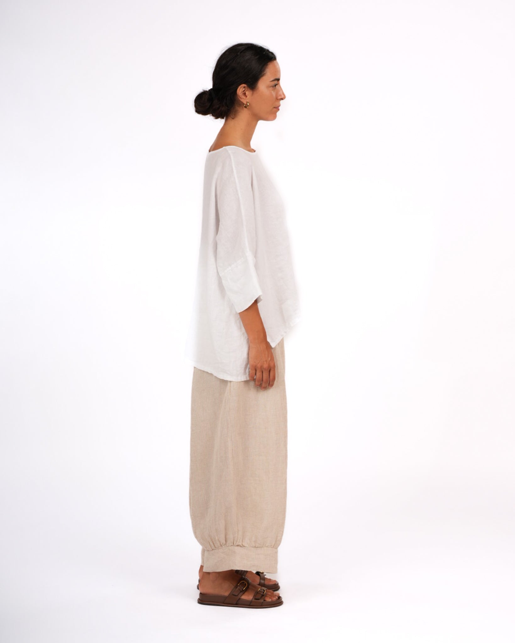 Montaigne Desi Pants In Houndstooth French Linen Natural3