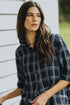 Montaigne Dion Linen Blouse Dark Navy Check3