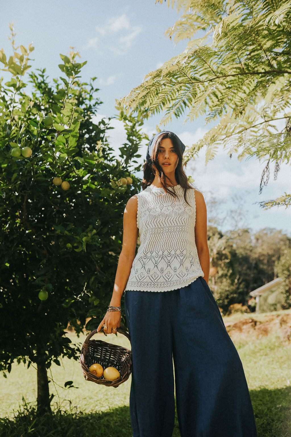 Montaigne Eadie Indigo Linen Pant