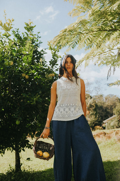 Montaigne Eadie Indigo Linen Pant