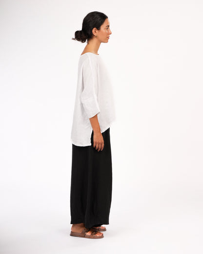Montaigne Eadie Linen Pant With Gathering Detail Black