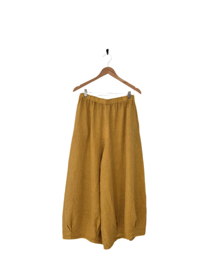 Montaigne Eadie Linen Pant with Gathering Detail Mustard2