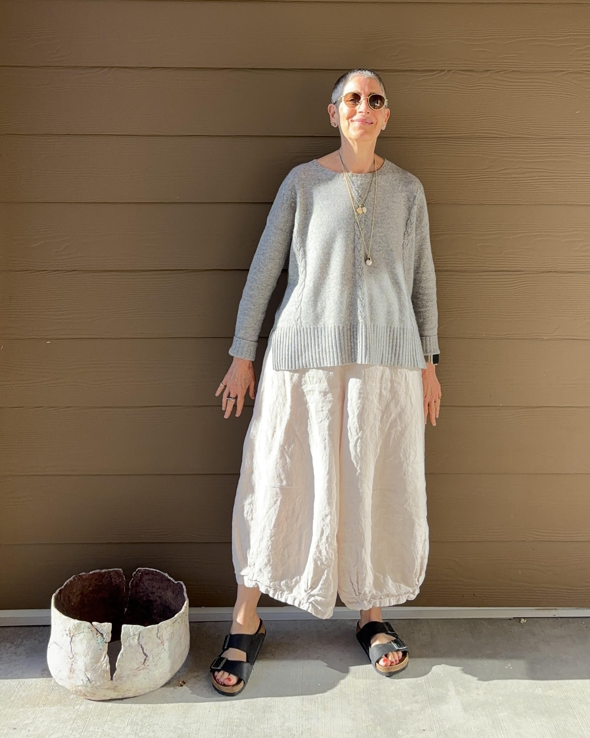 Montaigne Eadie Linen Pant with Gathering Detail Natural4