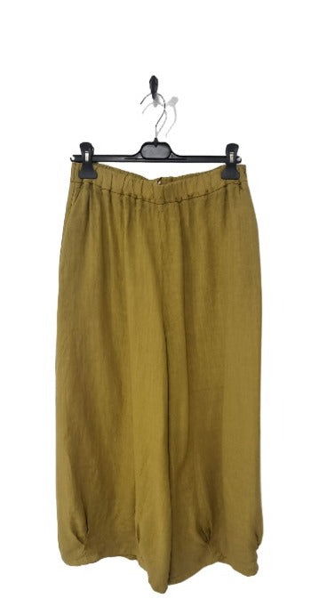 Montaigne Eadie Linen Pant with Gathering Detail Senape