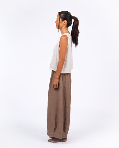 Montaigne Eadie Linen Pants in Fine Houndstooth Brown