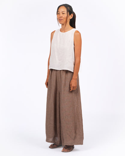 Montaigne Eadie Linen Pants in Fine Houndstooth Brown