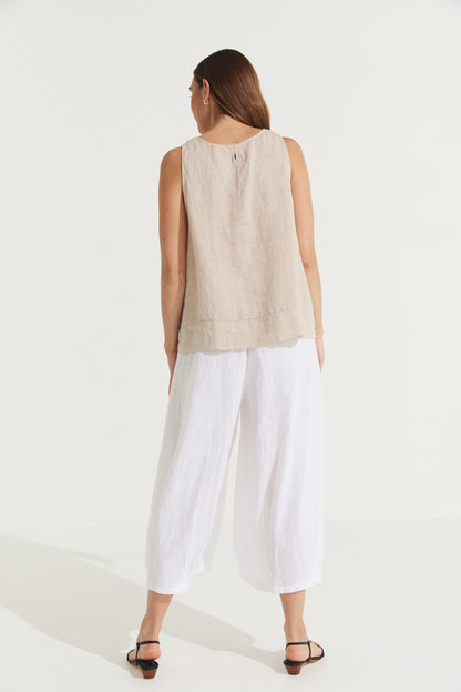 Montaigne Ebonie Linen Singlet Top Natural1