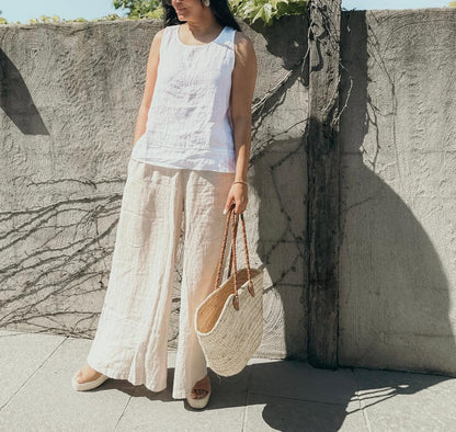 Montaigne Ebonie Linen Singlet Top White5