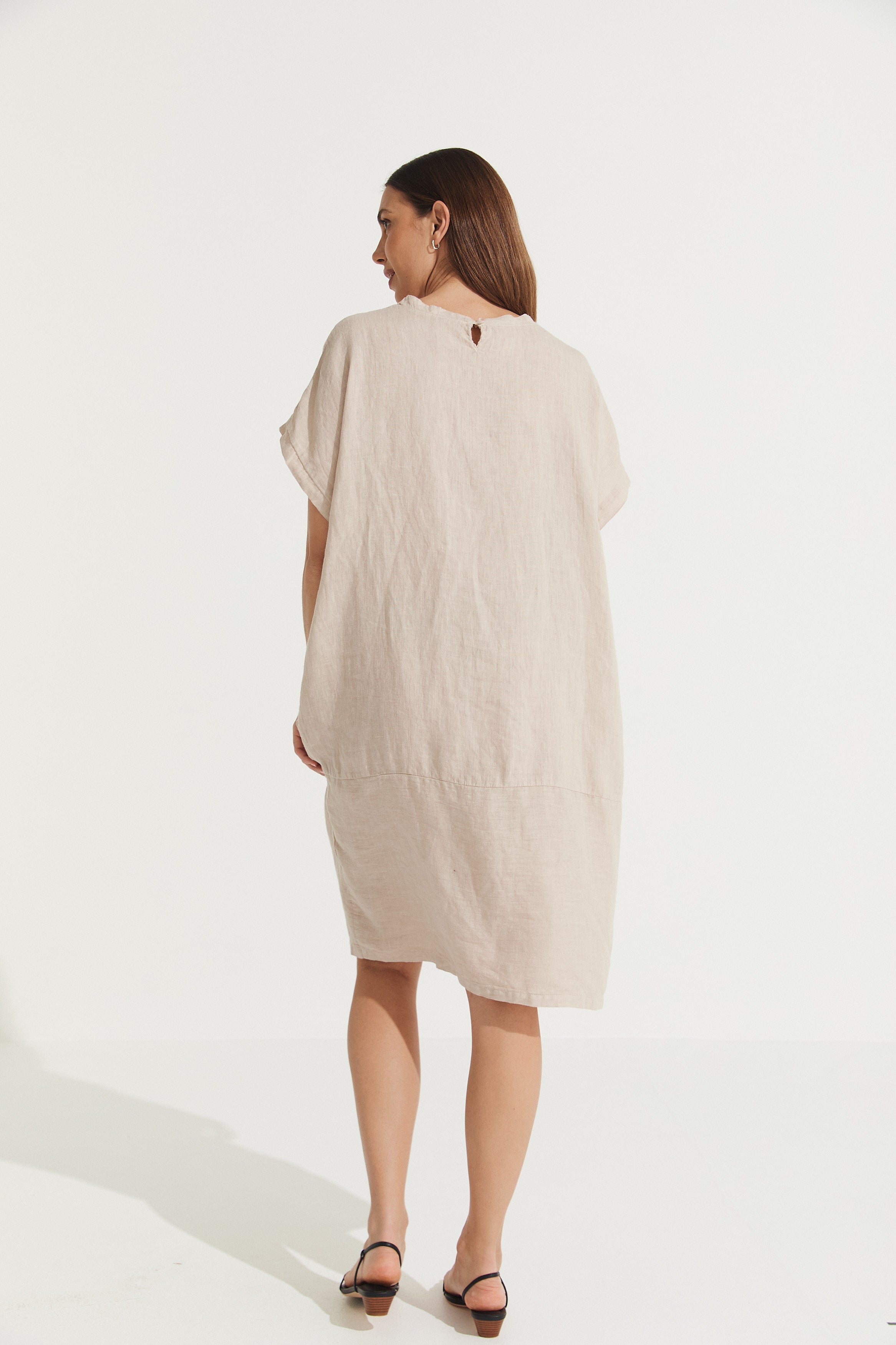 Montaigne Eliza Slimline Linen Dress Natural3