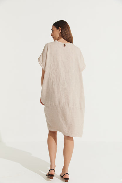 Montaigne Eliza Slimline Linen Dress Natural3