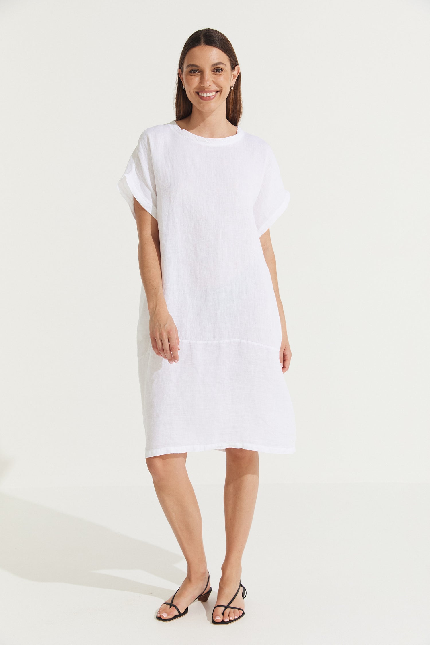 Montaigne Eliza Slimline Linen Dress White