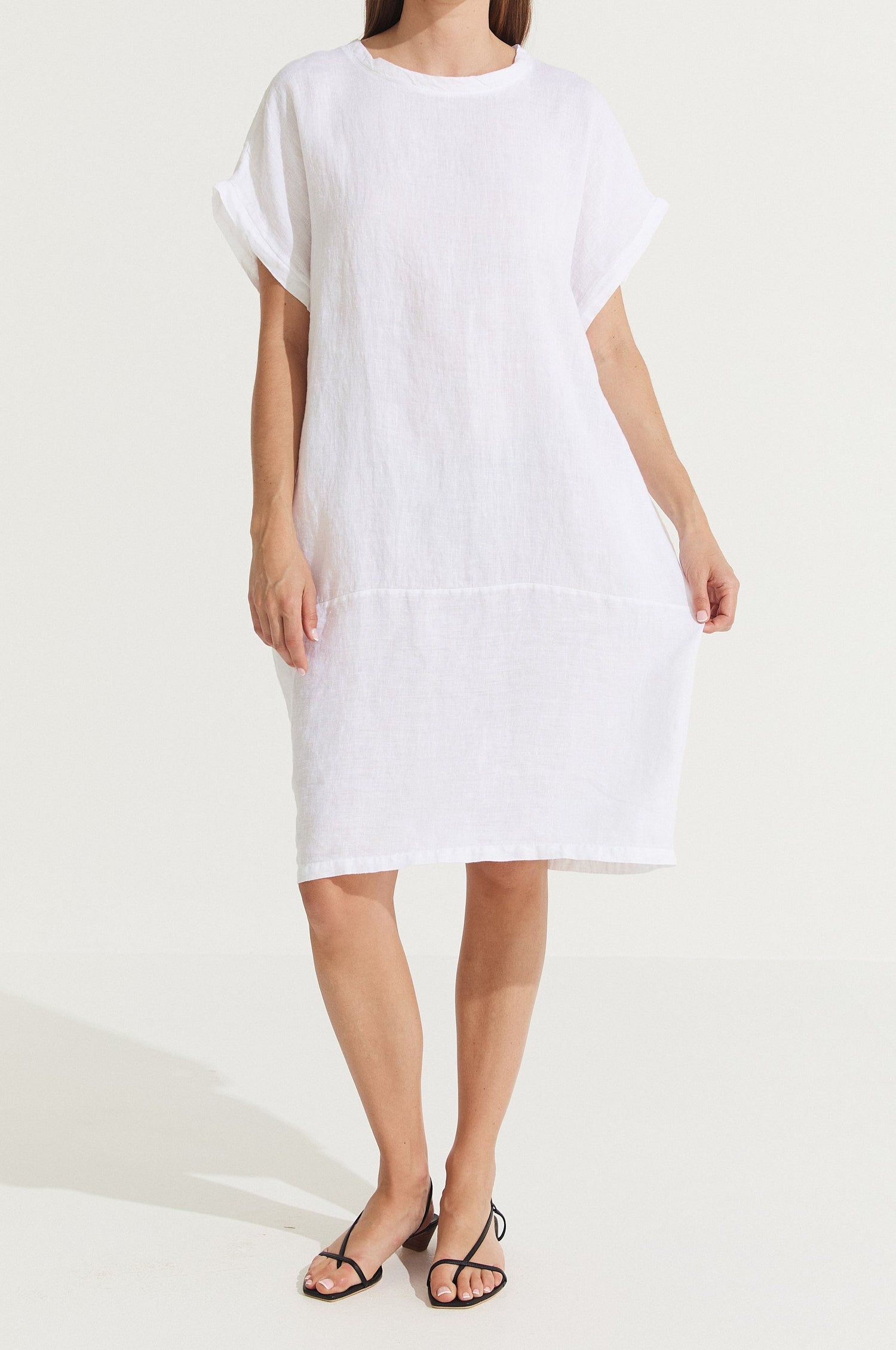 Montaigne Eliza Slimline Linen Dress White2