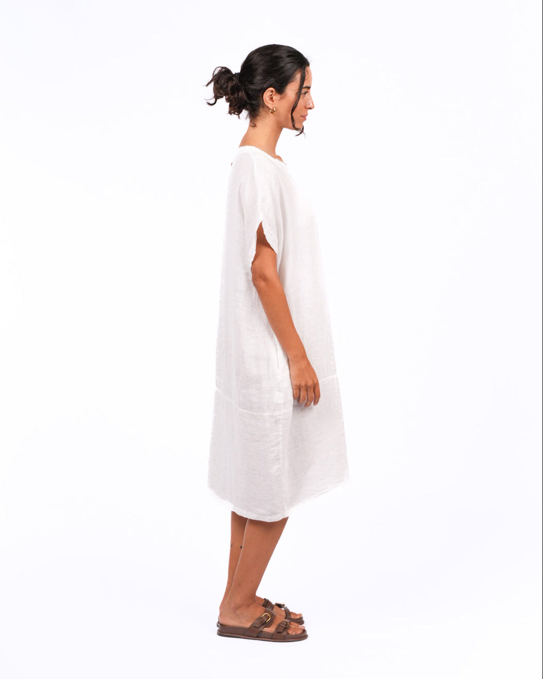 Montaigne Eliza Slimline Linen Dress White