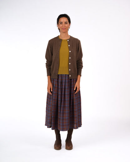 Montaigne Elke French Linen Skirt In Plaid11
