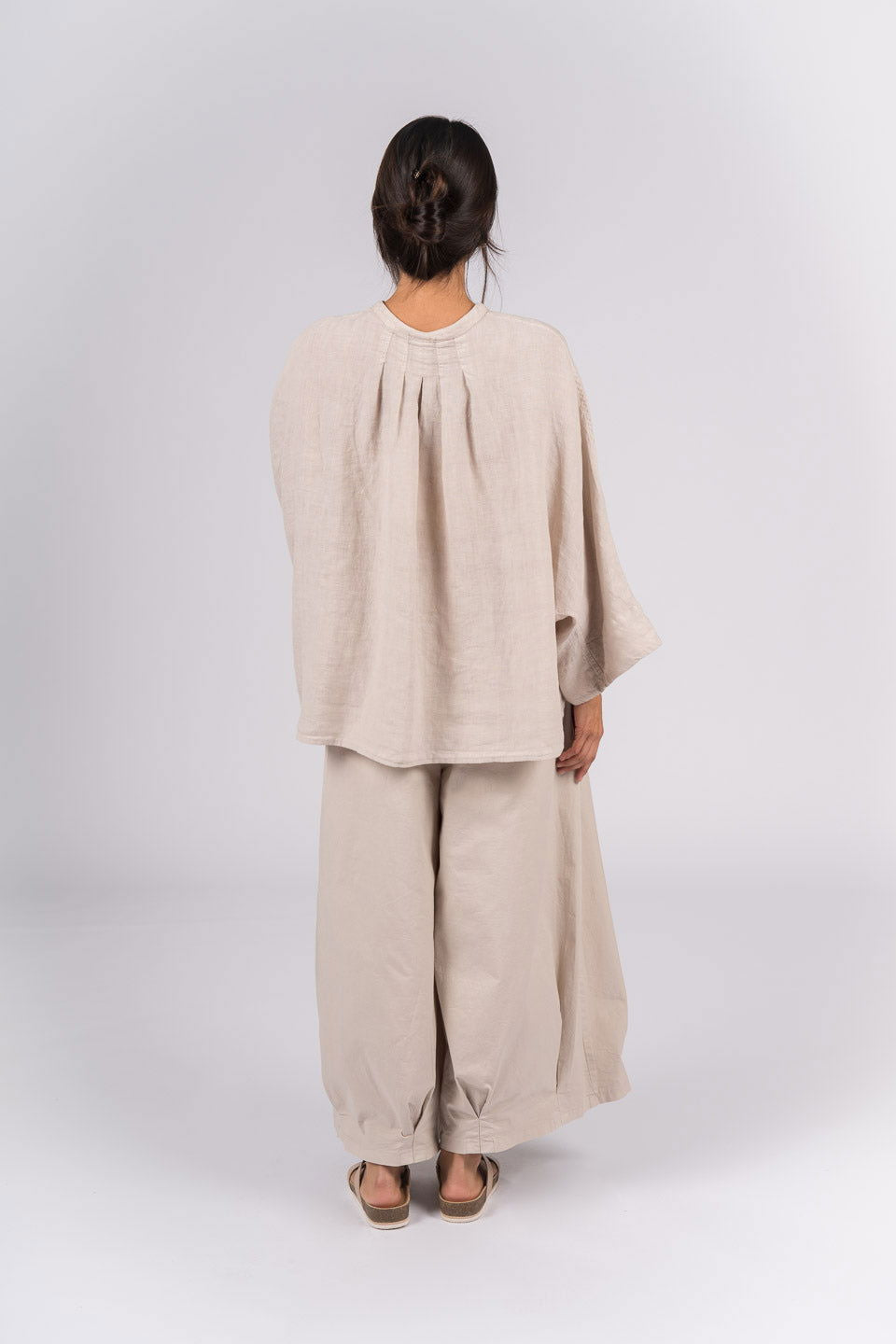 Montaigne Ellis Button Through Smock Linen Top Natural3