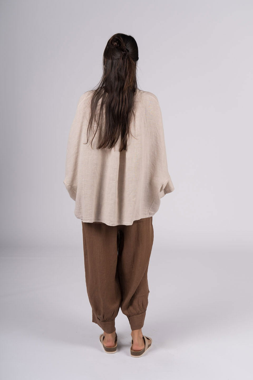 Montaigne Ellis Button Through Smock Linen Top Natural5