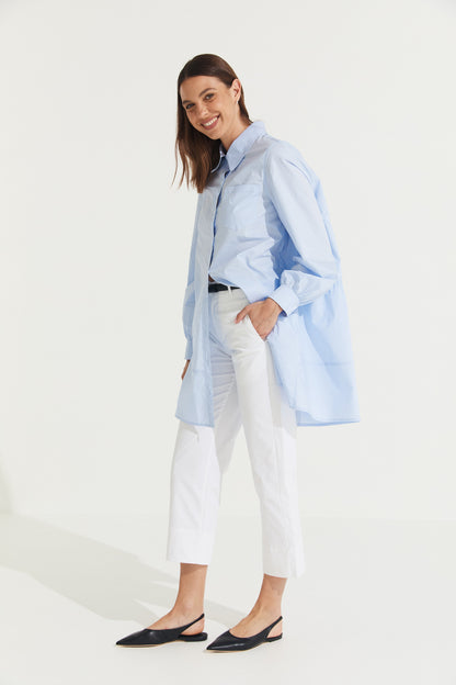 Montaigne Elodie Tiered Shirt Dress Light Blue8
