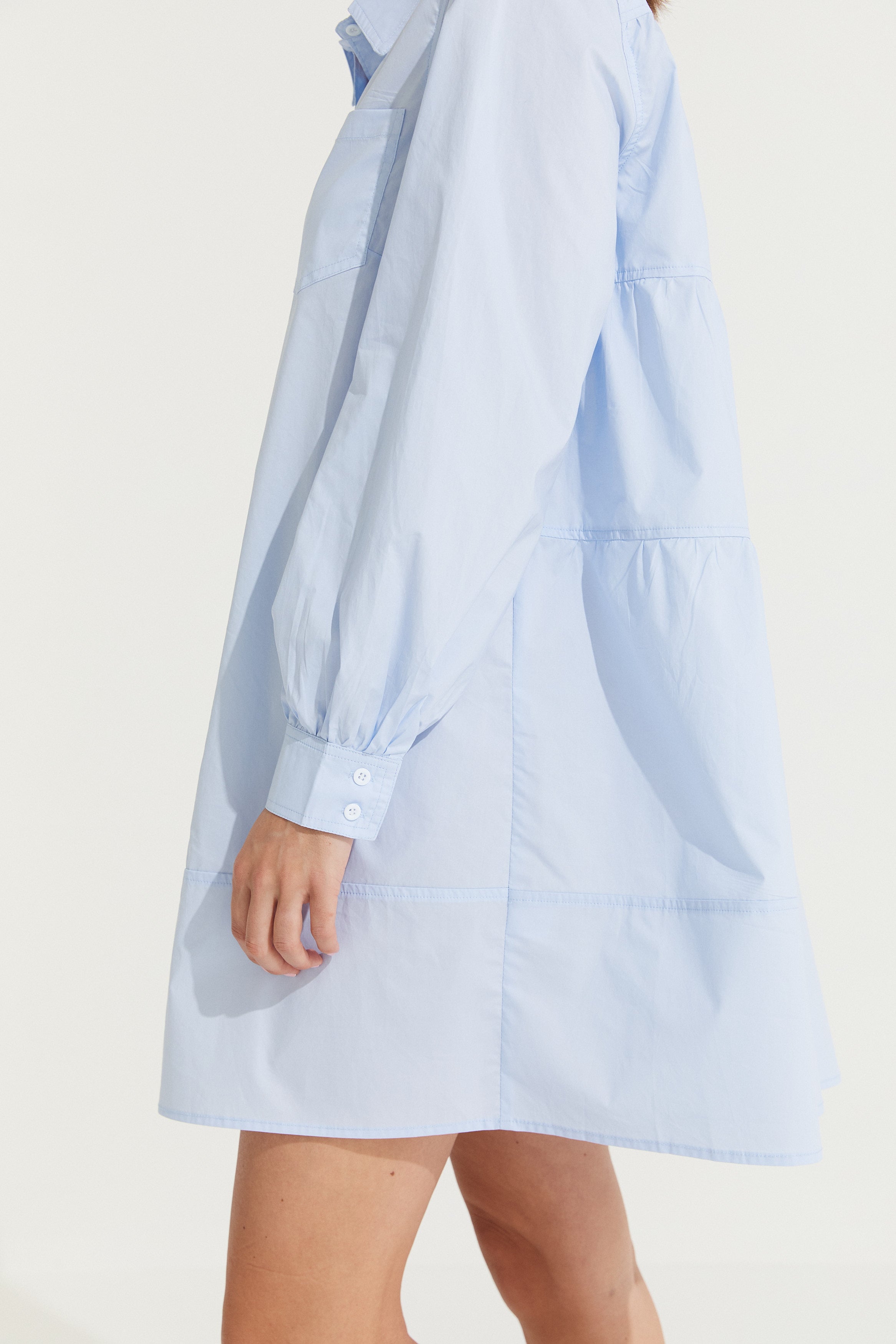 Montaigne Elodie Tiered Shirt Dress Light Blue9