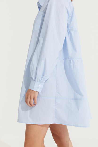 Montaigne Elodie Tiered Shirt Dress Light Blue9