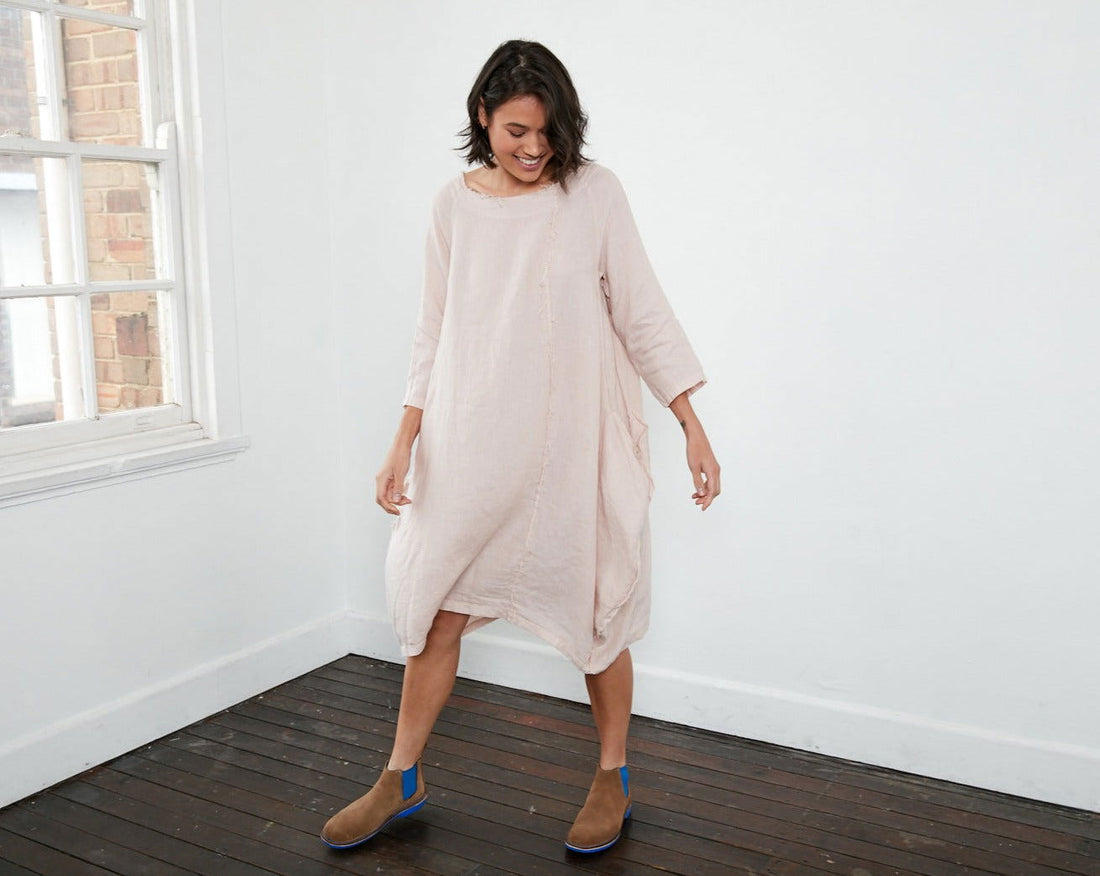 Espoir Linen Coat Dress Rose1