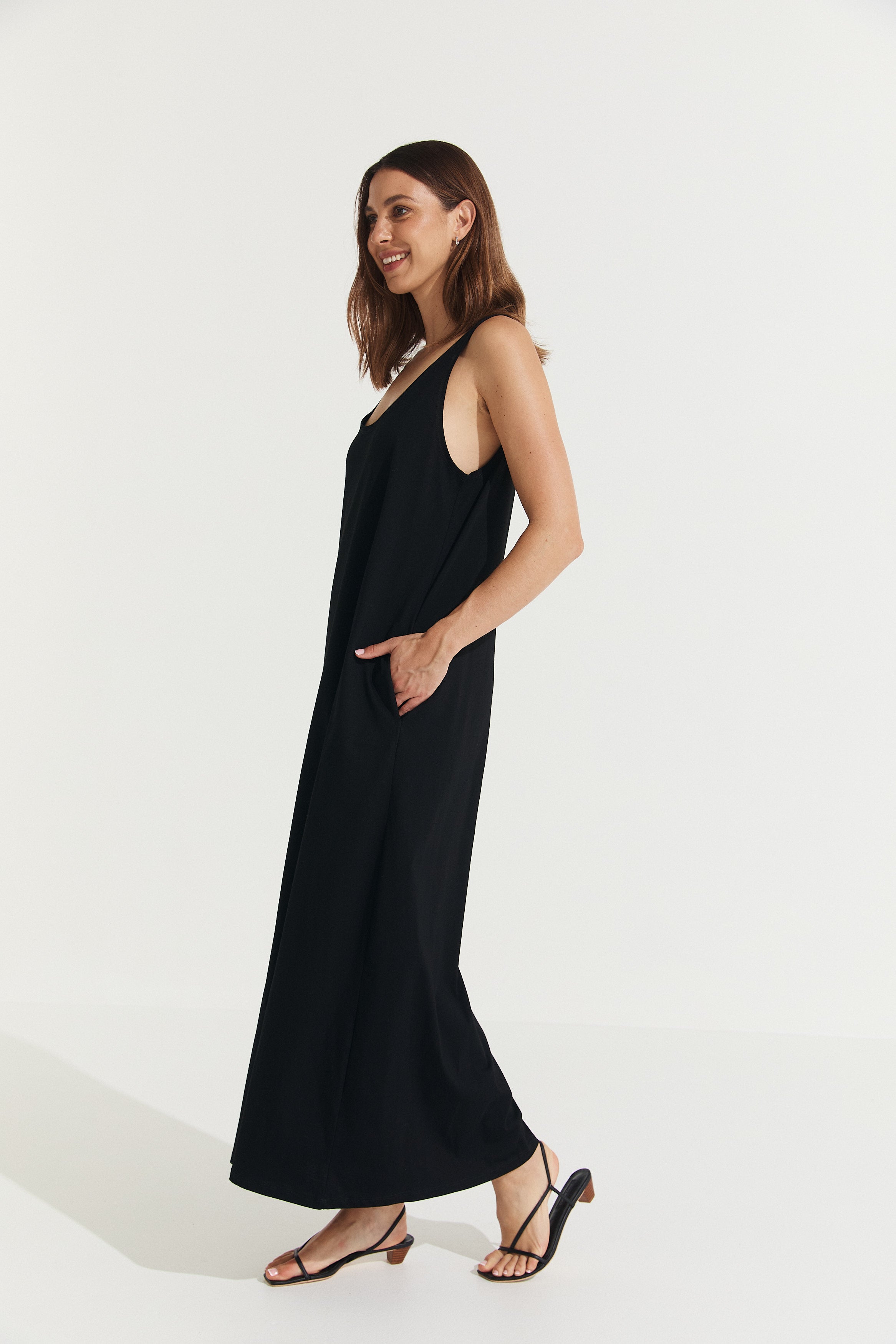 Montaigne Essential Cotton Longline Dress Black3