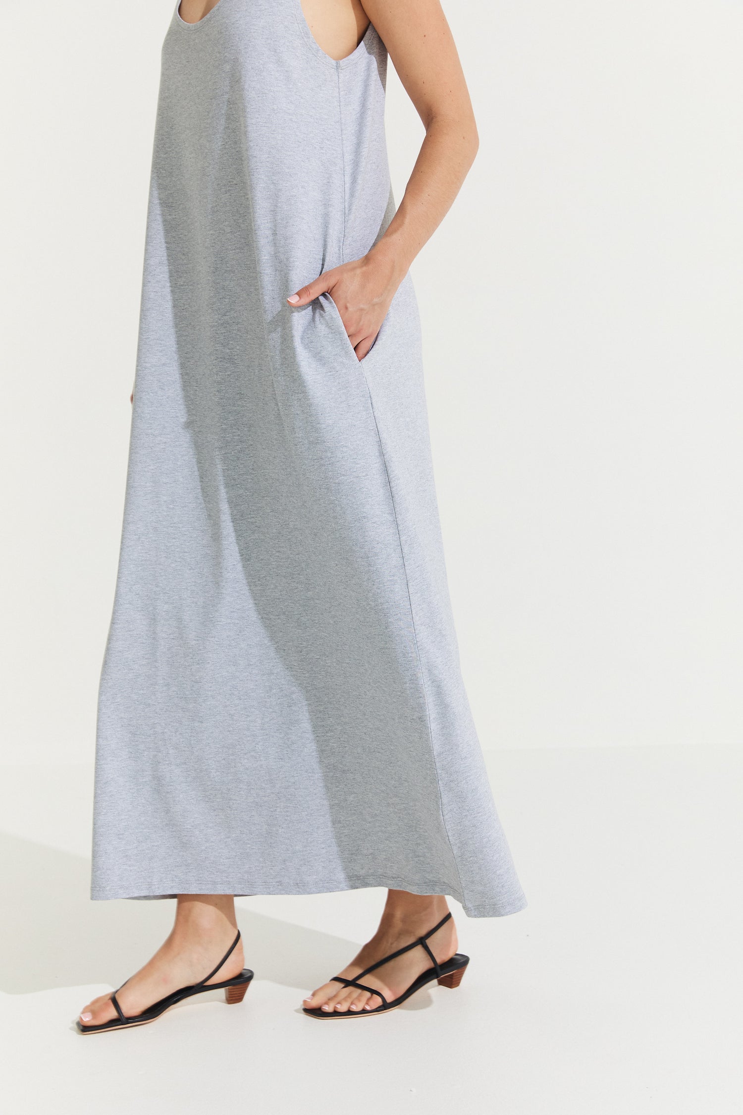 Montaigne Essential Cotton Longline Dress Grey Melange3