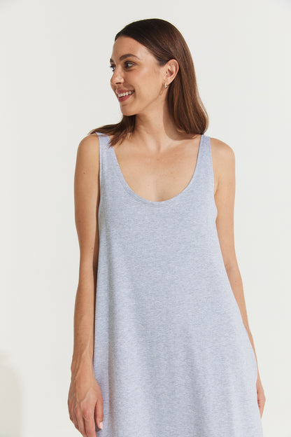 Montaigne Essential Cotton Longline Dress Grey Melange4