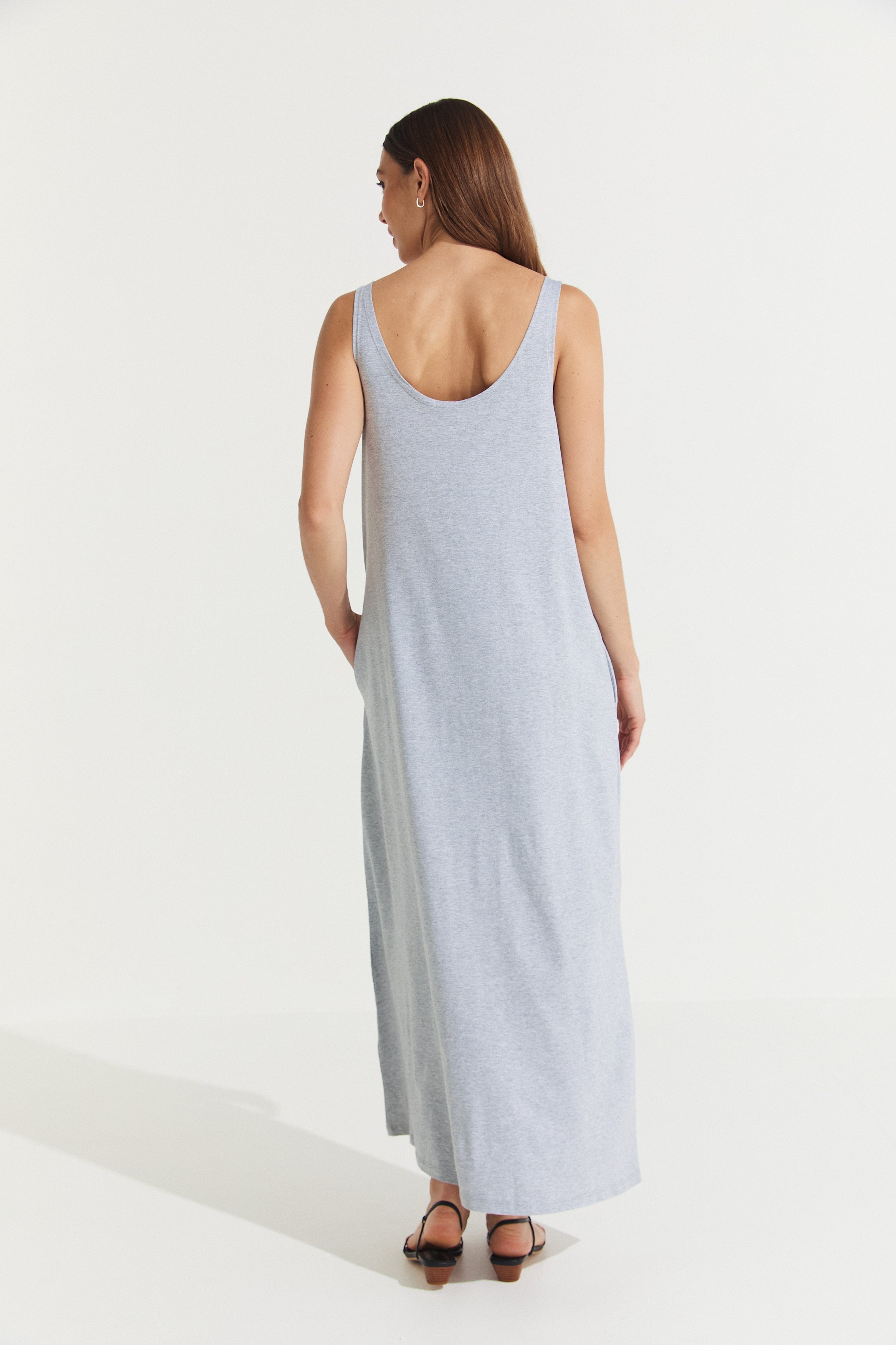 Montaigne Essential Cotton Longline Dress Grey Melange5