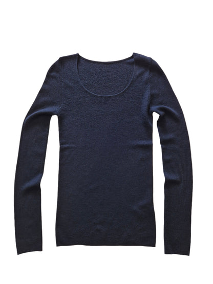 Montaigne Essential Merino Wool Scoop Neck Long Sleeve Navy1