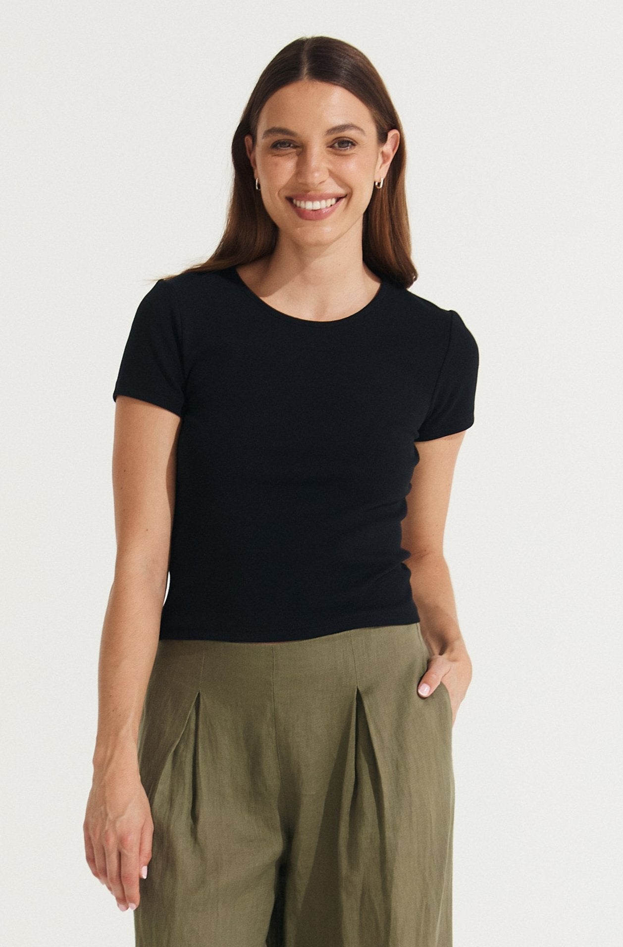 Montaigne Essential Rib Cotton T-Shirt Black