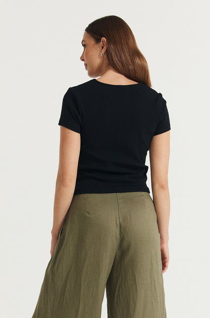 Montaigne Essential Rib Cotton T-Shirt Black1