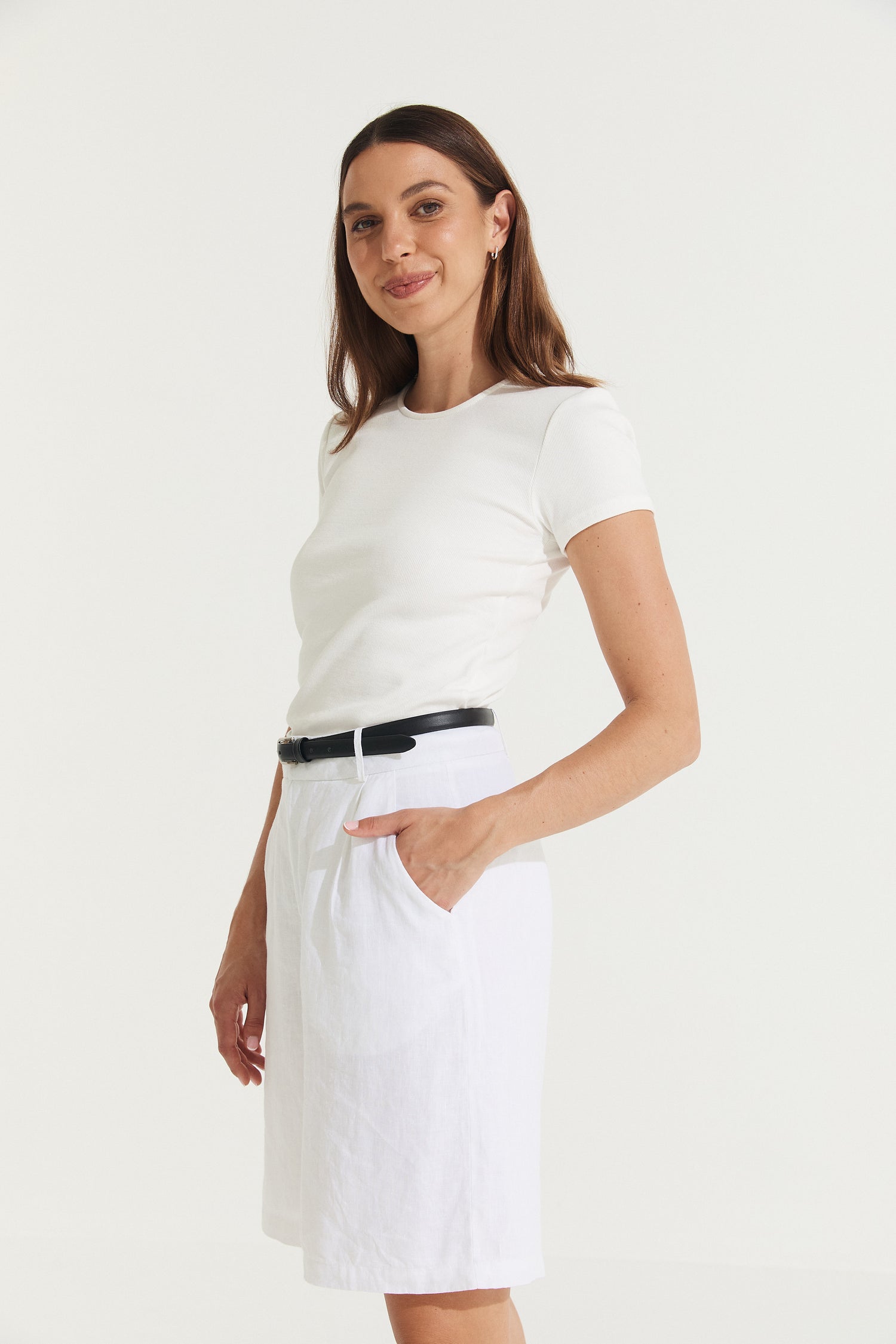 Montaigne Essential Rib Cotton T-Shirt White1