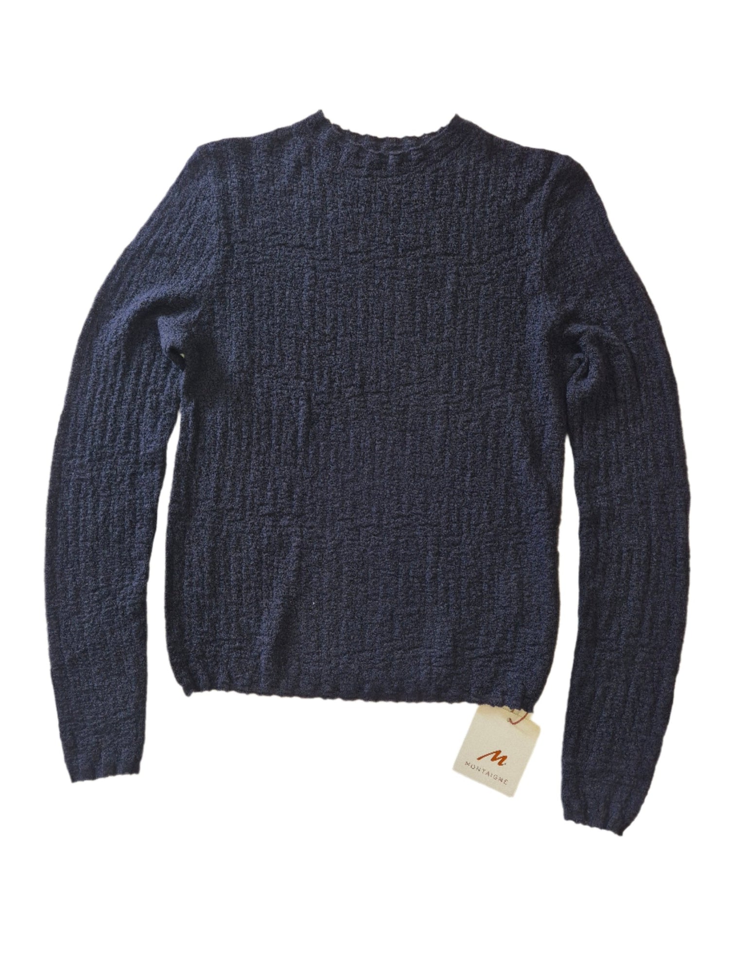 Montaigne Essential Superfine Lambswool Mock Neck Top Navy